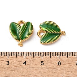 304ステンレススチールエナメルペンダント  葉のチャーム  イオンプレーティング（ip）  ゴールドカラー  グリーン  17x15x3mm  穴：2mm&nbsp;SA-L002-17G-02