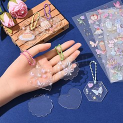 DIYアクリルキーホルダー作成キット  透明なアクリルディスクの大きなペンダント付き  ペットの粘着ステッカー  ボールチェーン  ミックスカラー&nbsp;DIY-YW0012-35