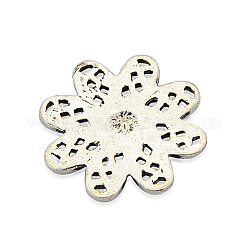 チベットのスタイル合金ラインストーンの花のペンダント  ライトシャム  30x30x4mm  穴：1mm&nbsp;LS-ALRI-J132-01AS
