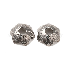 変色しない304ステンレススチールビーズキャップ  6花びら  花  ステンレス鋼色  8.5x8x3mm  穴：2.5mm&nbsp;STAS-D244-03P-A