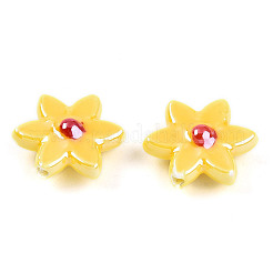 手作り陶器ビーズ連売り  花  パールカラーの  きいろ  16.5~17x15.5~16x6.5~7mm  穴：1.5mm  約20個/連  12.99インチ（33cm）&nbsp;PORC-N008-10I