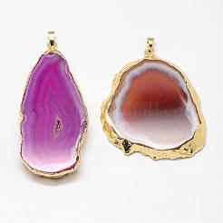 Electroplated Natural & Dyed Agate Big Pendants&nbsp;G-N0167-030