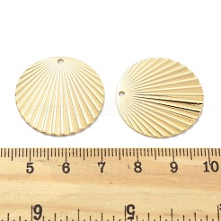 真鍮チャーム  カドミウムフリー＆ニッケルフリー＆鉛フリー  ウェーブのラウンド  18KGP本金メッキ  25.5x1mm  穴：1.6mm&nbsp;KK-B134-31G
