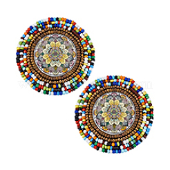 2Pcs Non Woven Fabric Embroidery Needle Felt and Seed Beads Cloth Appliques&nbsp;PATC-PH0001-40A