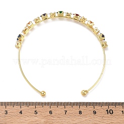 Brass Micro Pave Cubic Zirconia Cuff Bangles&nbsp;KK-D112-02G
