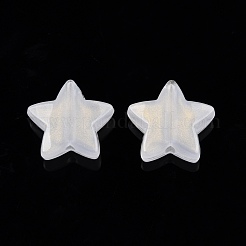 グリッターパウダービーズ入り不透明アクリル  スター  ホワイト  13.5x14.5x5mm  穴：1.6mm&nbsp;SACR-G024-15