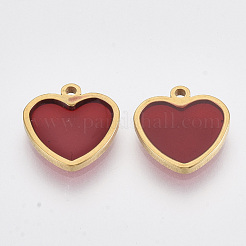 ステンレスペンダント201個  エポキシ樹脂  ハート  ミックスカラー  ゴールドカラー  12x12x1.5mm  穴：1.2mm&nbsp;STAS-R100-43A