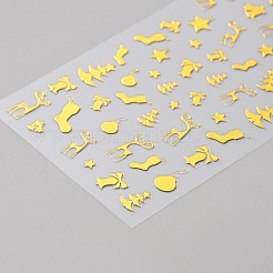 クリスマスペット自己粘着お祭りステッカー  DIY スクラップブッキング用ホットスタンピング防水エンボス加工デカール  カード作り  長方形  トナカイの模様  ステッカー：4~12.5x4~10mm&nbsp;DIY-WH0349-80C-01