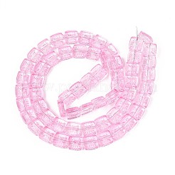 透明ガラスビーズ連売り  花の正方形  パールピンク  11x11x4mm  穴：1mm  約59~61個/連  25.59~26.38インチ（65~67cm）&nbsp;GLAA-N012-01A