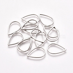 304ステンレススチールリンクリング  ジュエリー作りのための  ティアドロップ  ステンレス鋼色  15x10x0.8mm  内径：13x8mm&nbsp;STAS-TAC0002-18-02P