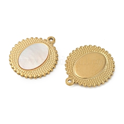 304 Stainless Steel Natural White Shell Pendants&nbsp;STAS-L288-08G-02