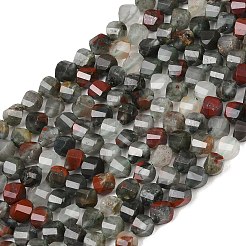 天然のアフリカブラッドストーンビーズ連売り  多面カット  ツイスト  6~6.5x5x5mm  穴：1mm  約58~61個/連  14.17''~14.69''（36~37.3センチメートル）&nbsp;G-P611-C31-01