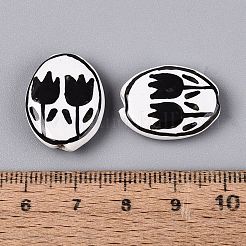 Hand Painted Tulip Porcelain Beads&nbsp;PORC-Q006-11A