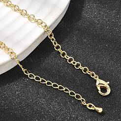 3.5mm真鍮ローロチェーンネックレス（女性用）  長持ちメッキ  ラックめっき  鉛フリー＆カドミウムフリー  18KGP本金メッキ  18.58インチ（47.2cm）&nbsp;NJEW-F366-02B