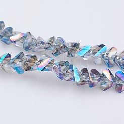 電気メッキガラスビーズセット  フル虹メッキ  多面カット  三角形  コーンフラワーブルー  3x4x3mm  穴：1mm  約149個/連  13.3インチ（34cm）&nbsp;EGLA-J145-4mm-FR03