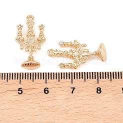 真鍮製マイクロパヴェキュービックジルコニアペンダント  燭台チャーム  18KGP本金メッキ  22x12x7mm  穴：1.2mm&nbsp;KK-L261-13G