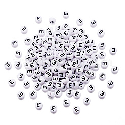 500個のアクリル横穴レタービーズ  フラットラウンド  文字.e  7x4mm  穴：1mm  500pc&nbsp;OACR-YS0001-03E