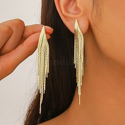 Cubic Zirconia Chains Tassel Earrings&nbsp;EJEW-P236-06G