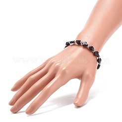 Synthetic Turquoise(Dyed) Cross & Skull Beaded Stretch Bracelet&nbsp;BJEW-JB08451-03