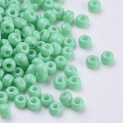 ベーキングペイント ガラスシードビーズ 8/0個  ラウンド  アクアマリン  3x1.5~3mm  穴：1mm  約10000個/袋  約450 G /袋&nbsp;SEED-Q025-3mm-L17