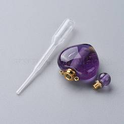 Natural Amethyst Openable Perfume Bottle Pendants&nbsp;G-K420-05