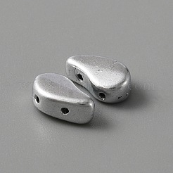 380個の電気メッキチェコガラスビーズ  2穴デュオビーズ  ティアドロップ  銀  9x5.5x3.5mm  穴：0.8mm&nbsp;EGLA-WH0001-09C