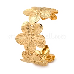 女性用304ステンレススチールカフバングル  花  1-1/4インチ（3.15cm）  内径：2-3/8インチ（6.1cm）&nbsp;BJEW-P347-02C