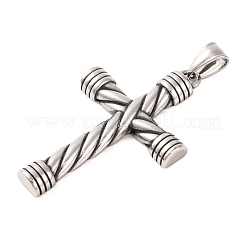 316サージカルステンレススチール製ビッグペンダント  クロスチャーム  アンティークシルバー  52.5x32.5x5.5mm  穴：8.5x4mm&nbsp;STAS-Z073-57AS-04