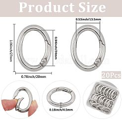 亜鉛合金スプリングゲートリング20個  オーバル  プラチナ  27x20x4.5mm&nbsp;FIND-SP0004-30P
