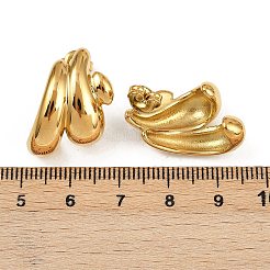 304ステンレススチールナゲットスタッドピアス  ゴールドカラー  24.5x15mm&nbsp;EJEW-K268-28G