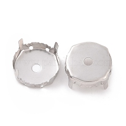 変色しないステンレススチールのラインストーン爪留め  フラットラウンド  ステンレス鋼色  17x8mm  トレイ：16mm&nbsp;STAS-L229-04B