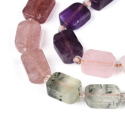 Natural Lapis Lazuli & Amethyst & Rose Quartz & Amazonite & Prehnite & Strawberry Quartz & Sunstone 7 Chakra Beads Strands&nbsp;G-T138-26A-08