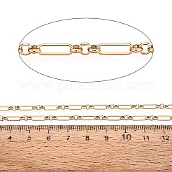 304ステンレススチール長方形リンクチェーン  ハンダ付け  スプールで  イオンプレーティング（ip）  長持ちメッキ  18KGP本金メッキ  8.5x2.5x1mm  約65.62フィート（20m）/ロール  リンク：3x1mm&nbsp;CHS-Q009-16A-G