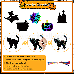Halloween Rainbow Scratch Paper Art Pendant Decoration Kits&nbsp;DIY-WH20013-22