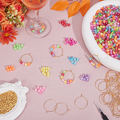 DIYワイングラスチャーム作りキット  真鍮ワイングラスチャームリングを含む  アクリルビーズ  CCBプラスチックビーズ  201ステンレススチールビーズピンセット  ゴールドカラー  30x0.8mm  80pc&nbsp;DIY-AR0005-21