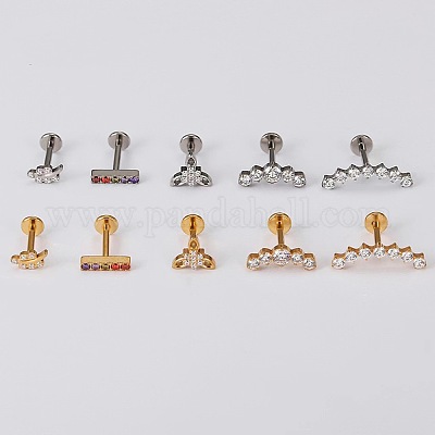 G23 Titanium Micro Pave Clear Cubic Zirconia Internally Threaded Labrets&nbsp;WG2497D-03-1