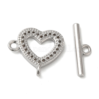 Brass Micro Pave Clear Cubic Zirconia Toggle Clasps&nbsp;KK-N254-69P-1