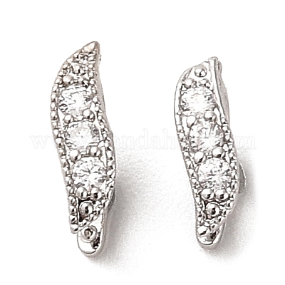 Rack Plating Brass Micro Pave Clear Cubic Zirconia Snap on Bails&nbsp;KK-G470-01P-1