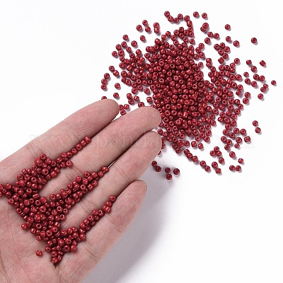 焼付塗装ガラスシードビーズ  暗赤色  6/0  4~5x3~4mm  穴：1~2mm  約4500個/袋&nbsp;SEED-S003-K14-1