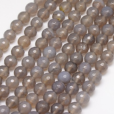 Natural Grey Agate Beads Strands&nbsp;G-G580-10mm-08-1