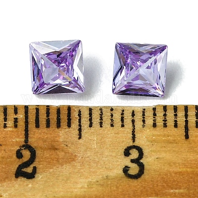 キュービックジルコニアカボション  ポイントバック  正方形  ライラック  6x6x3mm&nbsp;ZIRC-P116-01A-15-1