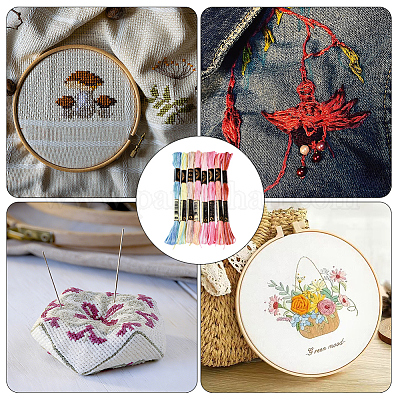 ポリエステル刺繍糸  クロスステッチの糸  セグメント染め  ミックスカラー  0.5~2mm  約8.75ヤード（8m）/かせ  8色  1 かせ/色  8 かせ/セット&nbsp;OCOR-WH20074-13A-03A-1