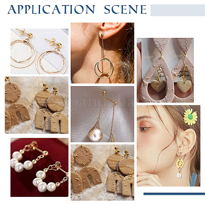 PH PandaHall 80pcs Ball Stud Earrings, 18K Gold Plated Stainless Steel Ball  Post Earring Studs Round Ball Ear Pin with Loop with Butterfly Earring