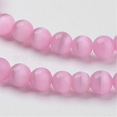キャッツアイビーズ  ラウンド  ピンク  10mm  穴：0.8mm  約39個/連  15インチ&nbsp;CER10mm20-1