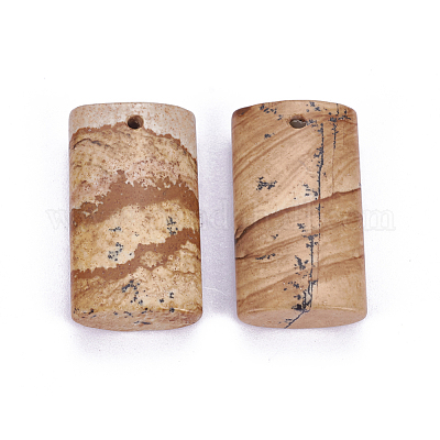 天然石ピクチャージャスパーペンダント  長方形  29.5~30x16.5x7mm  穴：1.6~1.8mm&nbsp;G-F614-02-1