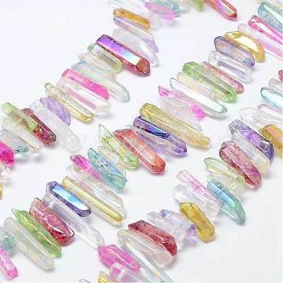 電気メッキ天然石クオーツクリスタルビーズ連売り 艶出し ナゲット AB
