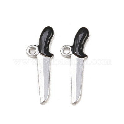 合金エナメルチャーム  プラチナ  ナイフ  29x10x3mm  穴：2mm&nbsp;ENAM-B063-01P-03-1