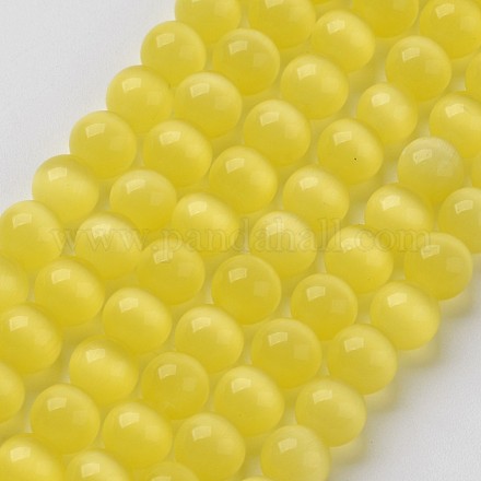 キャッツアイビーズ  ラウンド  きいろ  10mm  穴：0.8mm  約39個/連  15インチ&nbsp;X-CER10mm16-1