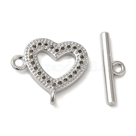 Brass Micro Pave Clear Cubic Zirconia Toggle Clasps KK-N254-69P-1