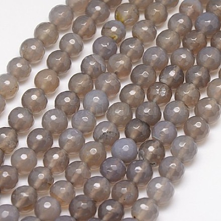 Natural Grey Agate Beads Strands&nbsp;G-G580-10mm-08-1